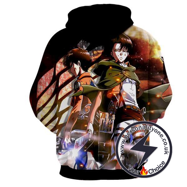 Attack On Titan - Eren & Levi Ackerman 3D - Attack On Titan Hoodies